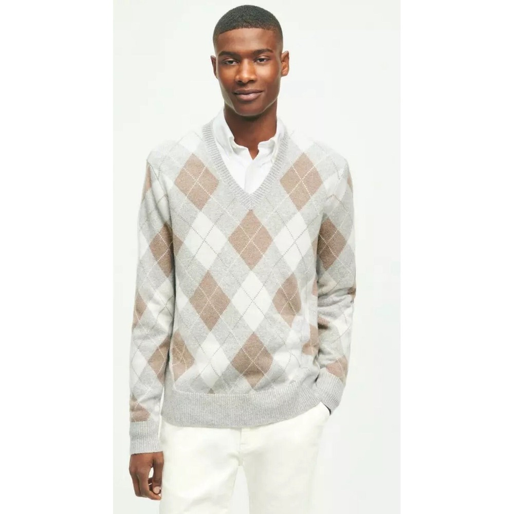 Brooks‎ Brothers Merino Wool Cashmere Argyle Sweater. NWT Size L.